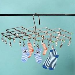 Clothing Storage Foldable Clothes Hanger Airer Stainless Steel Underwear Sock Dryer Laundry Rack Flat Head Design Rust Resistant Strong Grip