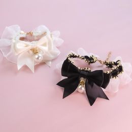 Dog Collars Cute Lace Bowknot Pet Cat Collar Adjustable Necklace Jewellery Sweet Kitten Neck Decor Accessories Poodle Supplies