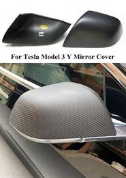 Car Mirror Cover Caps for Tesla Model 3 Y Glossy Forged Carbon Fibre Rearview Side Wing Shell