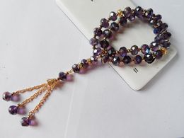Strand 2022 Style Muslim Rosary 2 Layer Crystal Bracelet Model Purple Tasbih Prayer Beads Jewellery Good Quality