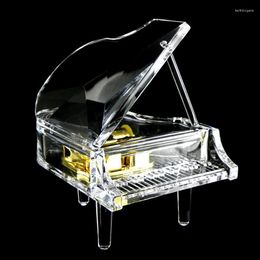 Decorative Figurines Handmade Crystal Texture Piano Music Box Sky City Creative Gift For Boys And Girls 2022 Year Christmas Holiday Birthday