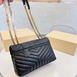 Moda omuz çantası kadın crossbody toates sırt çantası loulou çanta dikiş deri bayanlar metal zincir yüksek kaliteli clamshell messenger lüks tasarımcılar çanta