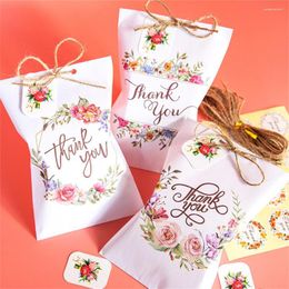 Gift Wrap 24pcs Thank You Bags Paper With Handle Party For Cookies Goodies Candy Favours Wrapping