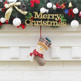 Christmas Stockings Fabric Santa Claus Sock Gift Kids Candy Bag Snowman Deer Pocket Decoration Xmas Tree Ornaments RRA369