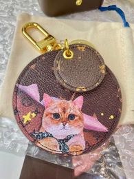 Designer Unisex Key Wallet Animal Letter Ladies Round Metal Keyring Cute Cats Dogs Female Keychain Famous Brand Women Men Totes Ba219m