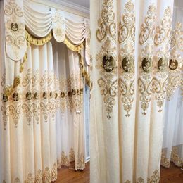 Curtain Luxury European Curtains For Living Room Velvet Sheer Gold Print High Shading Window Dining Bedroom