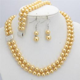 Necklace Earrings Set Fashion 8mm 2 Row Jewellery Shell Pearl Production Process Bracelet Earring 17-18inch Ball Women's Gift