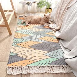 Carpets Bedside Carpet Rectangle Mat Nordic Couch Cotton And Linen Woven Tassel Floor MATS Non-slip Can Be Machined Wash