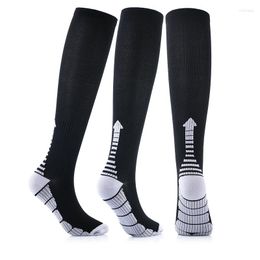 Men's Socks 1 Pair Men Sport Outdoor Compression Stocking Man Cotton Black Casual Long Pressure Compress Sock Running Stockings Male