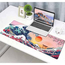 Pads Rests 2024 Japanese Wrist Style Great Wave Cherry Blossom Sakura Mouse Pad Gaming XL Home Custom Computer Mousepad XXL Carpet Anti Slip PC 221028 pad X