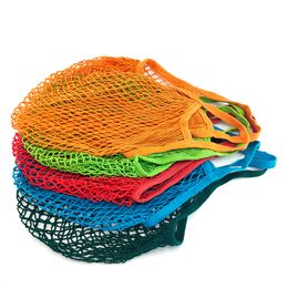 Reusable Shopping Grocery Bag 14 Color Large Size Portable Shopper Tote Mesh Net Woven Cotton Bag Home Storage Bags DH95