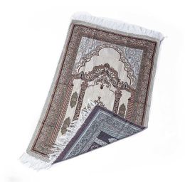 이슬람 무슬림기도 매트 카펫 매트 사우디 아랍 터키 두바이기도 러그 홈 러그 라마단 면화 담요 110x70cm