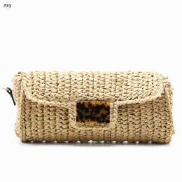 Evening Bag Women Designers Handbags Weave Straw Leopard Print Crossbody Hand Ladies Designer Clutch Bags 20220607