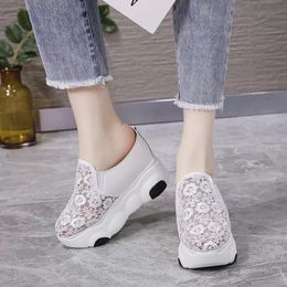 Slippers High Heels Wedge Sandals Heeled Slides Lace Floral Women Summer Hollow Out Hidden Woman Casual 11Cm Slippers Rimocy Super