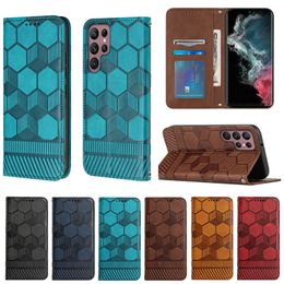 Fashion Leather Wallet Cases For Samsung S23 Ultra Plus Galaxy A14 A54 5G A34 Ball Football Grain Imprint Luxury Frame Photo Credit Card Slot Pocket Holder Flip Cover