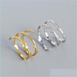 Cluster Rings Cluster Rings 925 Sterling Sier Original 100 Vintage Ring Gift For Adjustable Women Accessories Jeweller Trendy Korean Dhr2T