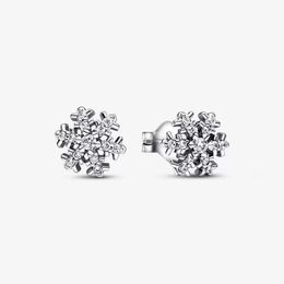 100% 925 Sterling Silver Sparkling Snowflake Stud Earrings Fashion Wedding Jewellery Accessories For Women Gift