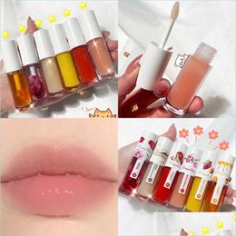 Lip Gloss Natural Plant Extarct High Gloss Lip Oil Moisturizing Dry Flower Glow Nourishing Biting Lips Plumper Lipgloss Drop Deliver Dhnk2