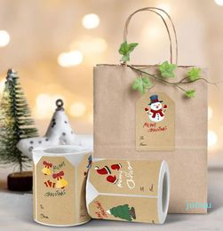 Christmas Gift Tags Christmas Labels Self-Adhesive Xmas Tag Stickers 250pcs Per Roll for Party Holiday 02