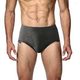 Underpants Heavywood Men's Panties Cotton Underwear Briefs Hight Waist Breathable U Convex Male Basic Pure Colour