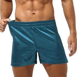 Men's Sleepwear CLEVER-MENMODE Satin Underwear Boxers Men Sexy Boxer Nightwear Smooth Pyjamas Shorts Side Split Man Lounge Home Sleep