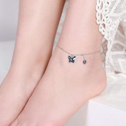 Anklets Cute Silver Colour Foot Jewellery Anklet Simple Bead And Butterfly Bracelet Original Crystals From Austria For Ankle Women