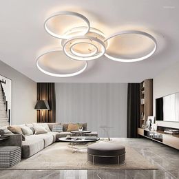 Ceiling Lights Dimmable Living Room Lamp With Remote Control 95cm 6 Ring 76W 7600lm For Bedroom Dining