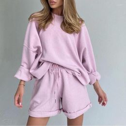 Women's Tracksuits Casual Women Tracksuit Two Piece Set Oversize Sweatshirts And Shorts Sportswear Outfit Solid Summer Autumn
