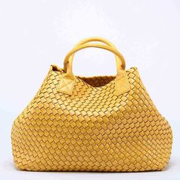 Evening bags New Woven Handbags Imitation Sheepskin Star Shoulder Bag Large Capacity Bucket Tote Women Fuax Leather 220623