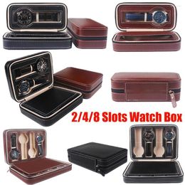 Watch Boxes 2/4/8 Slot Box PU Leather Portable Holder Case Exquisite Durable Men Women Organiser Display Storage