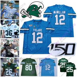 Football Jerseys Custom Tulane Green Wave Football Jersey NCAA College Malik Lawal Amare Jones Cameron Carroll Keon Howard Tyrick James Ramsey J.P. Losman