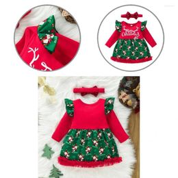 Girl Dresses Cute Baby Dress Casual Knee Length Flexible Santa Claus Girls Infant Headband