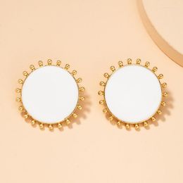 Stud Earrings TARCLIY Trendy Geometric White Enamel Sun Shaped Earring Simple Big Round Alloy Women Vinatge Temperament Jewellery