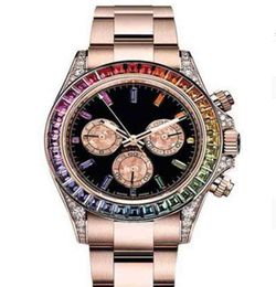 Luxury Brand Rainbow Diamond Gold Watch Men Stainless Steel 2813 Mens Wristwatch President Male Clock for Relogio Masculino