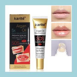 Lip Plumper Instant Argan Oil Lip Plumper Moisturizing Repairing Reduce Fine Lines Brighten Collagen 6Pcs Drop Delivery 2022 Health Dho35