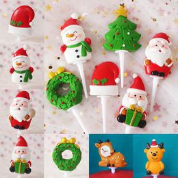 Festive Supplies Christmas Cake Decoration Plug-In Resin Santa Claus Snowman Tree Ornaments Home