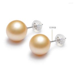 Dangle Earrings Charming A Pair Of 10-11mm South Sea Round Gold Pink Pearl Earring 18k