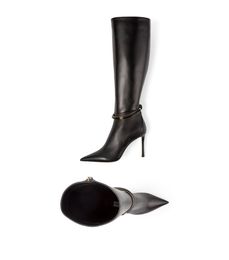 22S Зимние сексуальные ботинки для женщин Long Boot Black Calfsiel Coemers Dreece 95 мм кожаные коленные сапоги Luxury Brand Designer Thin Style 35-43 с коробкой