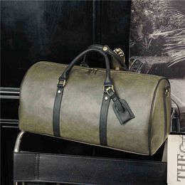Duffel bag Vintage Travel Bag for Men Large Capacity Handbag Gym Duffle Leather Carry on Luggage with Shoe Position Tote 220728