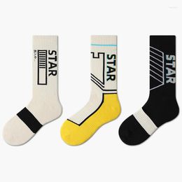 Men's Socks Thick Terry Men Sports Basketball Cotton Compression Sock Hip Hop Happy Funny Skateboard Sokken Short Mens Gifts Hipster