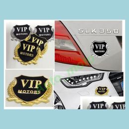 Car Stickers 2Pcs 1Set 3D Metal Stickers Vip Motors Car Badge Decal Door Window Decor Diy Motorcycle Motostickers Er Drop Delivery 2 Dh67P