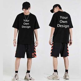 Men's T Shirts Coustom Your Design Men Streetwear Cotton Oversize Tees DIY Logo Printed Tshirts Harajuku Black Short Sleeve T-shirt