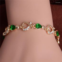 Bangle Luxury Multicolor Cubic Zirconia Women's / Lady's Fashion Gold Plated Heart 5 Colors Cz Stones Bracelets & Bangles