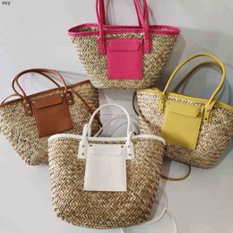 Evening bag Casual Large Capacity Tote Rattan Women Handbags Designer Reeds Woven Shoulder Crossbody Bags Summer Beach Bag Wallet 20220607