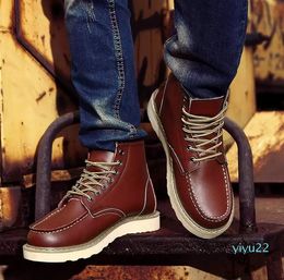 Retro Boots Men Leather Fur Warm Comfortable British Style Big Size Work For Male Botas