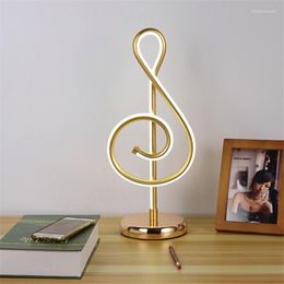 Table Lamps Modern Gold Musical Note Desk Light LED Desktop Lamp Bedroom Bedside Home Living Room Decoration Night