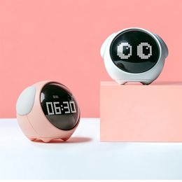 Desk Table Clocks Cute Expression Alarm Bedside Voice Control Night Light USB Chargeable Child Snooze Kid Gift Digital LED 221031