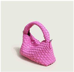 Shopping Bag Women Designer Woven Small Bucket Bag Hot Pink Green Black White Purple Hobo Crossbody Top Handle Handmade Tote Handbag 2022 220723