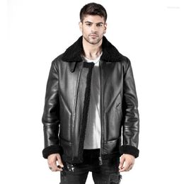 Men's Jackets Men's Real Sheepskin Coat Men Winter Bomber Jacket 2022 Fashion Premium Shearling Color Options Available