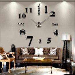 Wall Clocks 3D Clock Mirror Stickers DIY Watches Large Acrylic Quartz Removable 4 Colour Art Decal Sticker Home Decor 221031